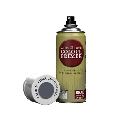 Image of The Army Painter Colour Primer Uniform Grey, 400 mL Acryllic Spray Paint for Tabletop Roleplaying, Boardgames, and Wargames Miniature Modelling