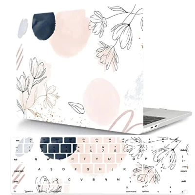 Image of Laptop Shell Case Compatible with MacBook Air 13 inch 2017 2016 2015 2014 2013 2012 2011 2010 Release A1466 A1369, Plastic Hard Cover &amp; Keyboard Sketch flowers