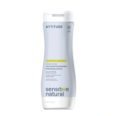 Image of ATTITUDE Volume and Shine Hair Shampoo For Sensitive Dry Scalp, EWG Verified, Soothing Oat, Thin Hair, Naturally Derived Ingredients, Vegan Plant Based, Unscented, 473 mL
