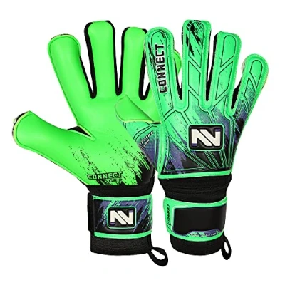 Image of CONNECT Goalkeeper Gloves Premium Grip, Kids, Youth &amp; Adult, Football with Finger Support, Goalie Gloves, Goalkeeping Size 4/5/6/7/8/9/10 (Flourcent Green, 7)