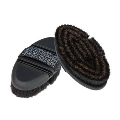 Image of LeMieux Flexi Horse Hair Body Brush Soft Natural Bristles Black