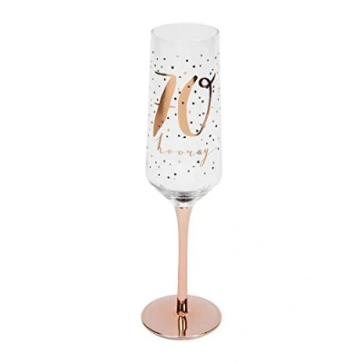 Image of Widdop and Co Hotchpotch Luxury Champagne Prosecco Flute Glass Rose Gold Stem 70th Birthday