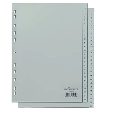 Image of Durable 1 52 Polypropylene Index Dividers A4 Portrait Full Covering Pack of Grey Made in Germany