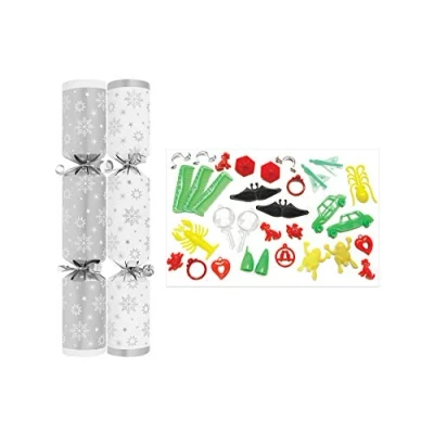 Image of RSW 50 Silver snowflake 10&quot; Christmas Crackers Catering New Year Party Bulk Xmas