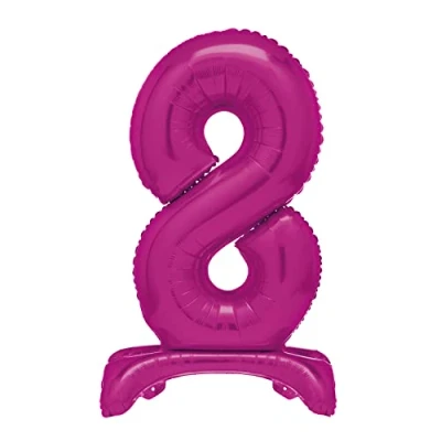 Image of Unique 12878 Giant Standing Foil Number 8 Balloon 76 cm Hot Pink