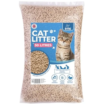 Image of Fur &amp; Bone 30L Premium Cat Litter Wooden Pellets Ultra Absorbent Wood Pellets, Biodegradable, Natural Fresh Scent Soft Bedding for Comfort, Odour Control Virgin Scandinavian Timber Aroma