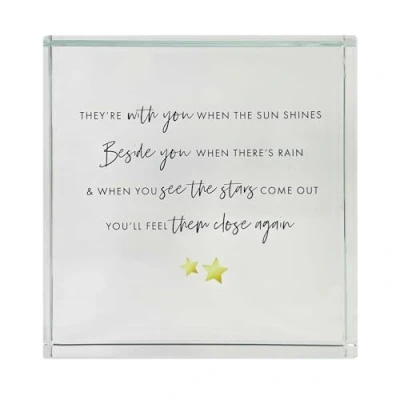 Image of Sympathy Memorial Glass Ornament Token Bereavement Remembrance Gift Thoughtful Clear Crystal Keepsake Sentimental Verse 9x9x2cm
