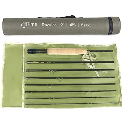 Image of MAXIMUMCATCH Alltime Traveller Fly Fishing Rod Ultra compact for backpacking 8 Piece 9ft (Size: 5/6/8wt) (9&#039; 8wt 8pcs)