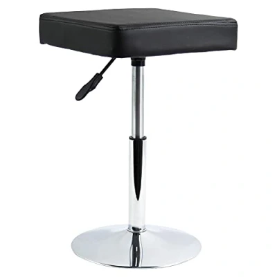 Image of FURWOO PU Leather Square Cutting Stool Height Adjustable Swivel Workshop Barber Shop Beauty Spa Drafting Tattoo Work Short Task Chair Small(Black)
