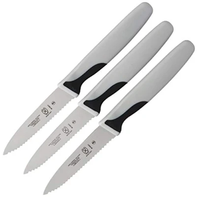Image of Mercer Culinary Millennia Black Handle 3&quot; Paring Knife (Slim Serrated) (Pack of 3)