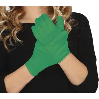Image of FIESTAS GUIRCA Dark Green Children&#039;s Gloves (One Size) Fancy Dress Accessory for Boys and Girls Ideal Halloween, Carnival, Themed Parties Celebrations