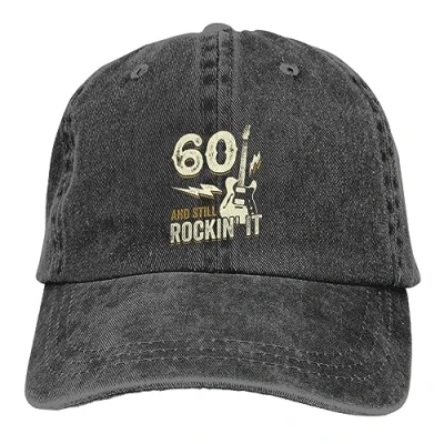 Image of Baseball Cap 60th Birthday Caps Peaked Guitar Rock Sun Shade Hats for Men Gift Black