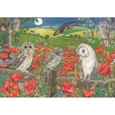 Image of Owls in Poppy Fields 500 Piece Jigsaw Puzzle