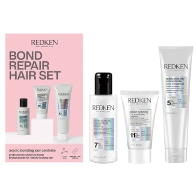 Image of REDKEN Acidic Bonding Concentrate Discovery Set, With Shampoo, Conditioner &amp; Leave In Treatment, Strengthens Bonds, Repairs Damage Protects Colour Treated Hair, 75ml, 50ml &amp;150ml