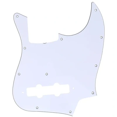 Image of Musiclily Pro 11 Hole J Bass Pickguard for JPN Fender Japan 4 String Jazz Bass, 3Ply White