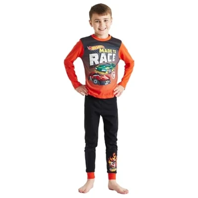 Image of Hot Wheels Boys Personalised Pyjamas Racing Cars Made to Race PJs Nightwear (Hot Race, 7 8 Years)