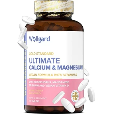 Image of Wellgard Vegan Calcium Magnesium Zinc and Vitamin D Capsules Supplement, Tablets with Phosphorus, Manganese, Selenium, Copper, Made in UK