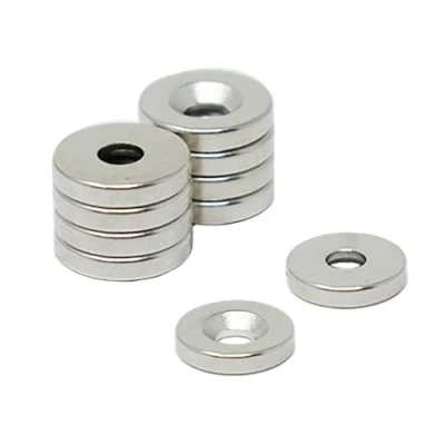 Image of Neodymium Magnet for Arts, Crafts, Furniture Fixings, DIY, Hobbies and Science 10mm dia x 2mm thick 3mm c/sink 1.2kg Pull South Pack of 10