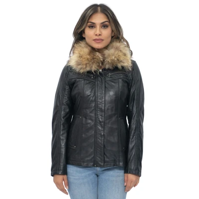 Image of Women&#039;s Parker Lamb Nappa Leather Biker Jacket S