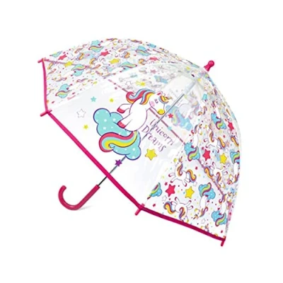 Image of Drizzles Girls Transparent Unicorn Bubble Dome Umbrella