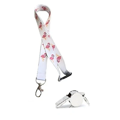 Image of PAC Supplies Global Ltd Lanyard with Safety Breakaway &amp; Metal Whistle (Flamingos)