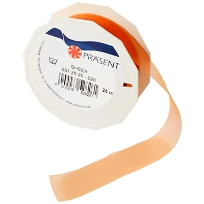 Image of C.E. Pattberg Sheer Organza Ribbon Orange, 27 Yards Gift Wrap Ribbon, 1 inch Width, Accessories for Decoration &amp; Handicrafts, Presents, Every Occasion