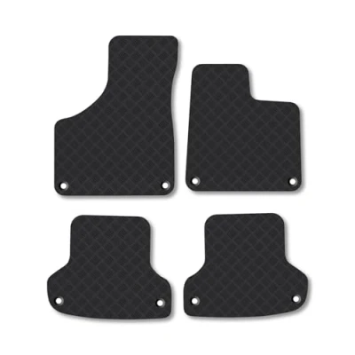 Image of Rubber Car Mats Compatible with Audi A3 (2009 2012) [Cabriolet] Tailored Fit Floor Set Accessory Black Custom 4 Pieces Clips Anti Slip Backing, Heavy Duty &amp; Waterproof