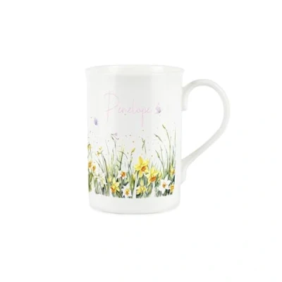 Image of Purely Home Customisable Spring Time Daffodils Mug Personalised Pink Easter Themed Floral Gift/Present Bone China Coffee/Tea