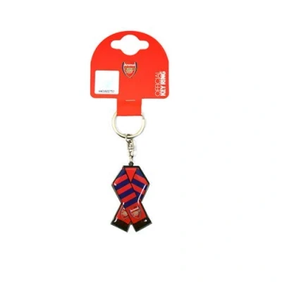 Image of Official ARSENAL FC red and navy bar scarf design metal keyring