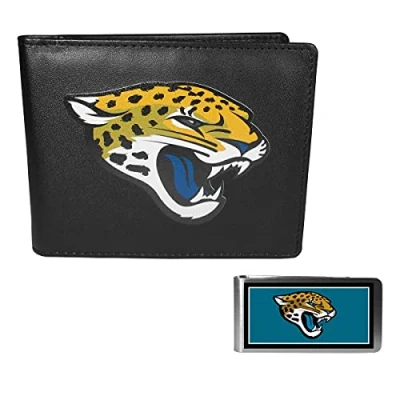 Image of Siskiyou Sports NFL Jacksonville Jaguars Bi fold Wallet &amp; Color Money Clip, Black, One Size