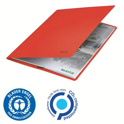 Image of Leitz Recycle Card Folder/Elastic Bands A4 Red (Pack of 10) 39080025
