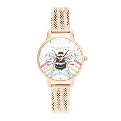 Image of Olivia Burton Analogue Quartz Watch for Women with Rose Gold Colored Stainless Steel mesh Bracelet OB16WL90