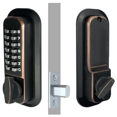Image of Jounjip Deadbolt Keyless Entry Door Lock 100% Mechanical with Thumb Turn Knob Single Sided Keypad Oil Rubbed Bronze 2024