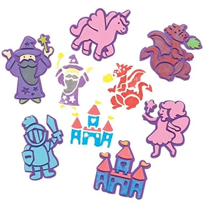 Image of Baker Ross FE537 Fairy Tale Craft Foam Stampers Pack of 10, Stamps, Stamp Sets for Children, Ideal Kids Arts and Crafts Projects