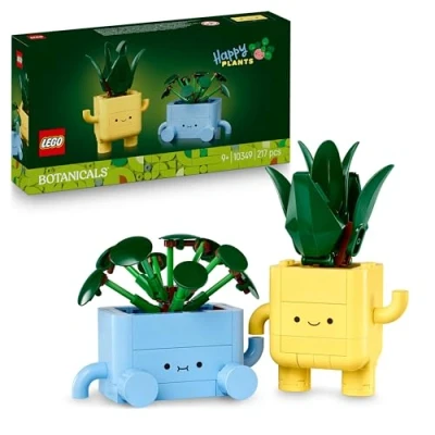 Image of LEGO Botanicals Happy Plants Toy Crafts Kit for Kids incl. 2 Artificial with Colourful Flower Pots &amp; Interchangeable Cartoon Faces Nature Gifts 9+ Year Old Girls 10349