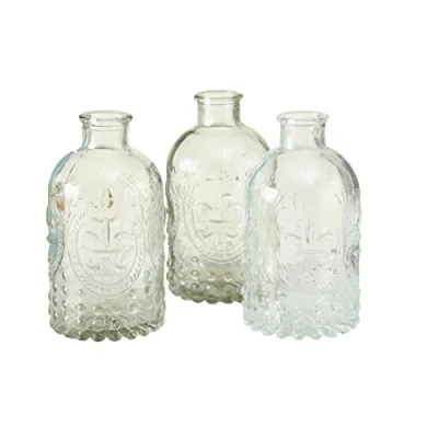Image of Boltze Vase Country 3 Piece Flower for Table Decoration, Glass Flowers, Diameter 5.5 cm, Clear Glass, Height 12 cm) 4019400