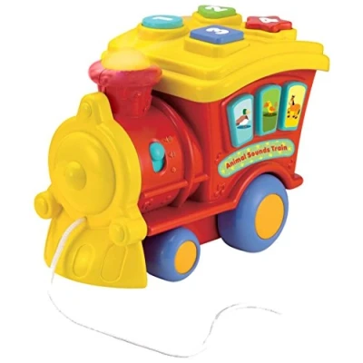 Image of winfun Animal Sounds Train Musical Pull Along With Interactive Sound Effect Buttons Promotes Learning And Development Suitable For Boys Girls Ages 6 Months + 000677