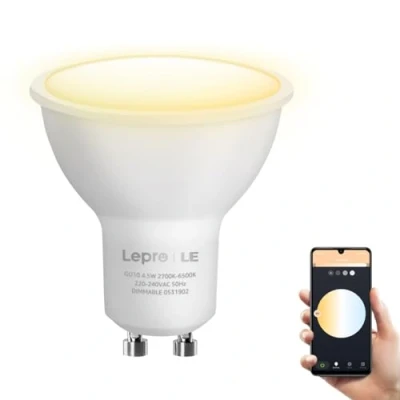 Image of Lepro GU10 Smart Bulb, Warm to Cool White Lightbulbs, Dimmable LED Spotlight Bulbs, Works with Alexa and Google Home, 4.5W=50W, CCT, 100 Beam Angle (2.4GHz WiFi)