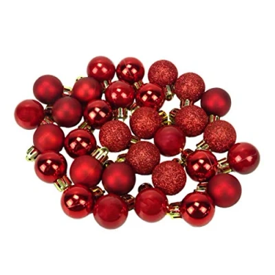 Image of 25 x mm Mini Christmas Baubles Red Tree Decorations
