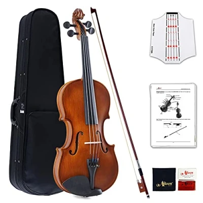 Image of Aileen Violin 4/4 Full Size for Beginners with Fingerboard Sticker, User Manual, Hard Case, Bow, Rosin, Bridge, and Polishing Cloth