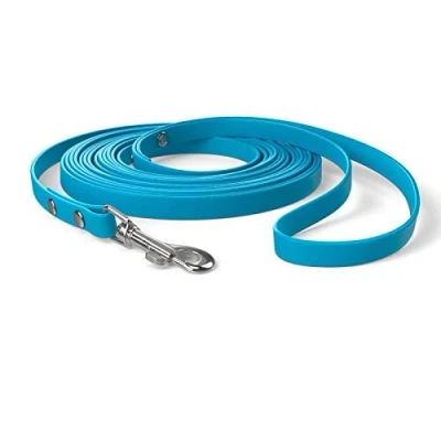Image of 5m drag lead, dog hand loop, cyan blue, extra narrow, dirt and water repellent