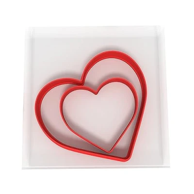 Image of Custom Cutters Heart Shaped Cookie Cutter Plastic for Baking, Fondant, Clay, Pastry, Icing, Jewellery (5CM + 8CM)