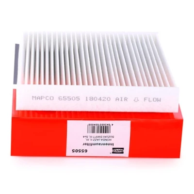 Image of 08R79SAA600B, 80291SAA505HE, 80291SAAE01 Pollen Filter MAPCO 65505 184mm 179mm 30mm Paper SUZUKI: SWIFT 4, 3, SX4 I Hatchback