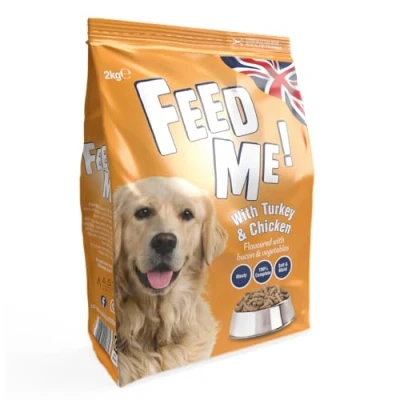 Image of HiLife FEED ME! Complete Dry Dog Food Turkey Chicken Bacon Vegetables Soft Moist &amp; Meaty, Pack of 4 x 2kg
