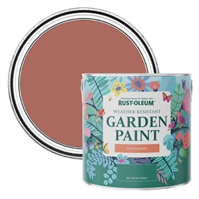 Image of Rust Oleum Red Mould Resistant Garden Paint In Satin Finish Salmon 2.5L