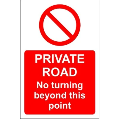 Image of Private Road no Turning Beyond This Point Sign 1.2mm Rigid Plastic 300mm x 200mm