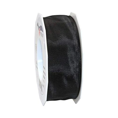 Image of Präsent Lyon Wired Taffeta Ribbon Black 40 mm Width, 25 m Length