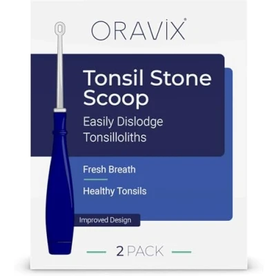 Image of LED Tonsil Stone Remover Bad Breath Cure Easily Navigate crypts Stones Removal Tool with 3 Interchangeable nozzles Curettage Pick Oral Hygiene ORAVIX