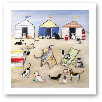 Image of Museums &amp; Galleries Birthday/Blank Card for Men/Women General Male/Female &#039;Dogs Day Out&#039; Dogs on the Beach Eco Friendly Recyclable