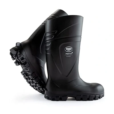 Image of Robust safety boots for men and women without steel toecap sole, non slip, wide fit work heavy industry, resistant to oils chemicals, down 30 degrees, black, UK 4 MENS SIZE